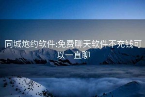 同城炮约软件:免费聊天软件不充钱可以一直聊