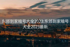 东郊到家暗号大全2023:东郊到家暗号大全2023最新