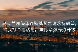 乌克兰总统泽连斯基紧急请求特朗普，给我打个电话吧，国际紧张局势升级