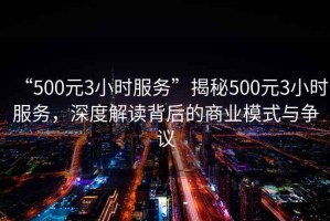 “500元3小时服务”揭秘500元3小时服务，深度解读背后的商业模式与争议