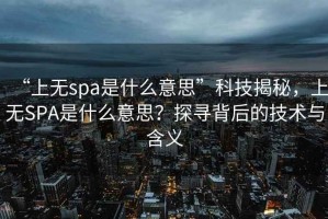 “上无spa是什么意思”科技揭秘，上无SPA是什么意思？探寻背后的技术与含义