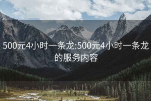 500元4小时一条龙:500元4小时一条龙的服务内容