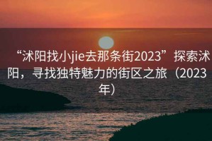 “沭阳找小jie去那条街2023”探索沭阳，寻找独特魅力的街区之旅（2023年）