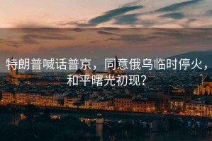 特朗普喊话普京，同意俄乌临时停火，和平曙光初现？