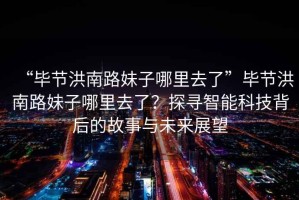 “毕节洪南路妹子哪里去了”毕节洪南路妹子哪里去了？探寻智能科技背后的故事与未来展望