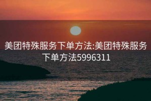 美团特殊服务下单方法:美团特殊服务下单方法5996311