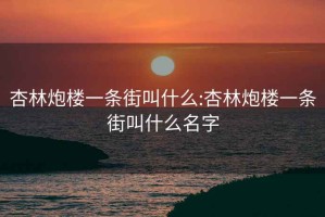 杏林炮楼一条街叫什么:杏林炮楼一条街叫什么名字