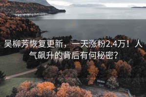 吴柳芳恢复更新，一天涨粉2.4万！人气飙升的背后有何秘密？