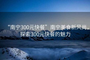 “南宁300元快餐”南宁美食新风尚，探索300元快餐的魅力