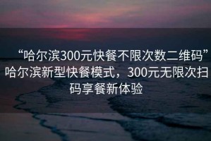 “哈尔滨300元快餐不限次数二维码”哈尔滨新型快餐模式，300元无限次扫码享餐新体验