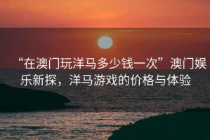 “在澳门玩洋马多少钱一次”澳门娱乐新探，洋马游戏的价格与体验