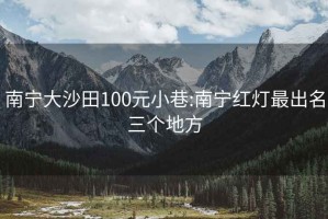 南宁大沙田100元小巷:南宁红灯最出名三个地方