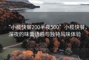 “小榄快餐200半夜500”小榄快餐，深夜的味蕾诱惑与独特风味体验