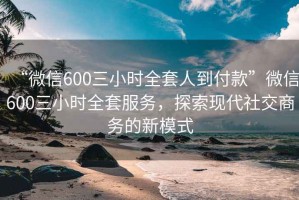 “微信600三小时全套人到付款”微信600三小时全套服务，探索现代社交商务的新模式