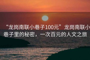 “龙岗南联小巷子100元”龙岗南联小巷子里的秘密，一次百元的人文之旅