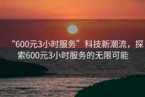 “600元3小时服务”科技新潮流，探索600元3小时服务的无限可能