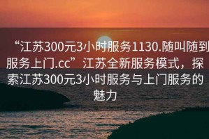 “江苏300元3小时服务1130.随叫随到服务上门.cc”江苏全新服务模式，探索江苏300元3小时服务与上门服务的魅力