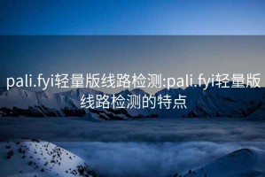 pali.fyi轻量版线路检测:pali.fyi轻量版线路检测的特点