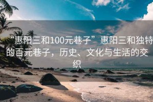 “惠阳三和100元巷子”惠阳三和独特的百元巷子，历史、文化与生活的交织