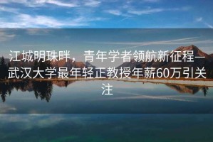 江城明珠畔，青年学者领航新征程—武汉大学最年轻正教授年薪60万引关注