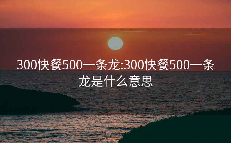 300快餐500一条龙:300快餐500一条龙是什么意思