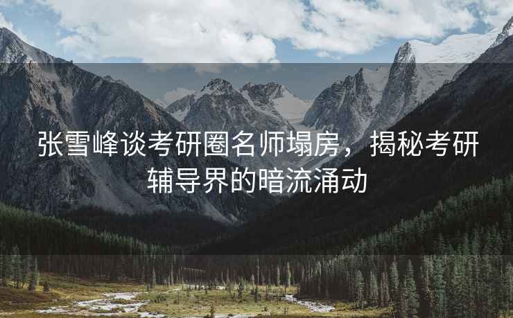 张雪峰谈考研圈名师塌房，揭秘考研辅导界的暗流涌动