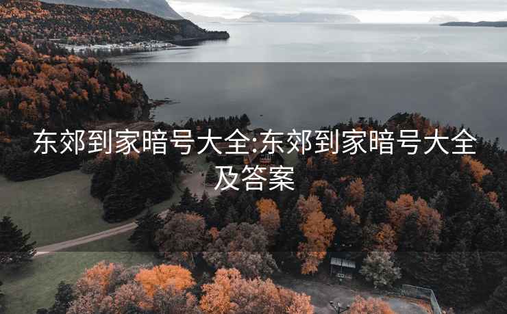 东郊到家暗号大全:东郊到家暗号大全及答案