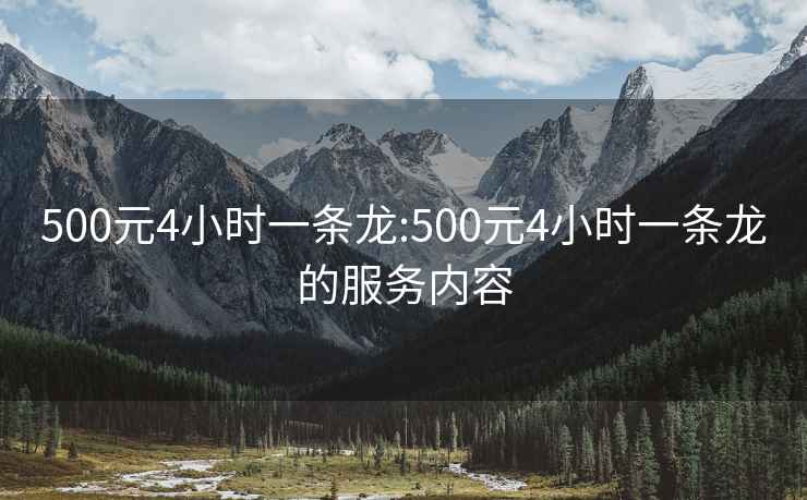 500元4小时一条龙:500元4小时一条龙的服务内容