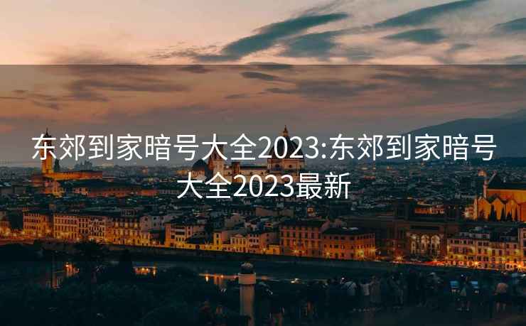 东郊到家暗号大全2023:东郊到家暗号大全2023最新