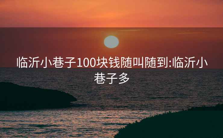 临沂小巷子100块钱随叫随到:临沂小巷子多