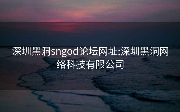 深圳黑洞sngod论坛网址:深圳黑洞网络科技有限公司