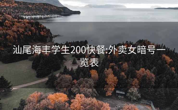 汕尾海丰学生200快餐:外卖女暗号一览表