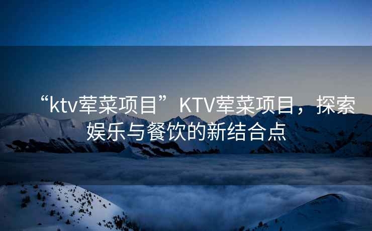 “ktv荤菜项目”KTV荤菜项目，探索娱乐与餐饮的新结合点