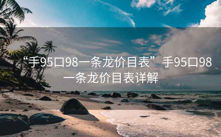 “手95口98一条龙价目表”手95口98一条龙价目表详解