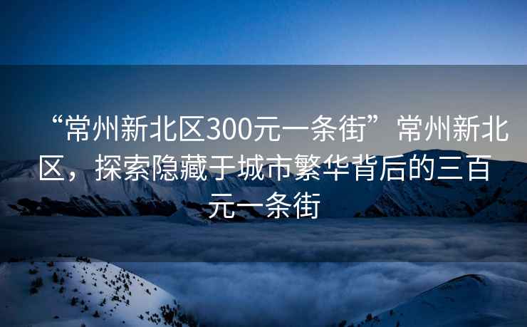 “常州新北区300元一条街”常州新北区，探索隐藏于城市繁华背后的三百元一条街