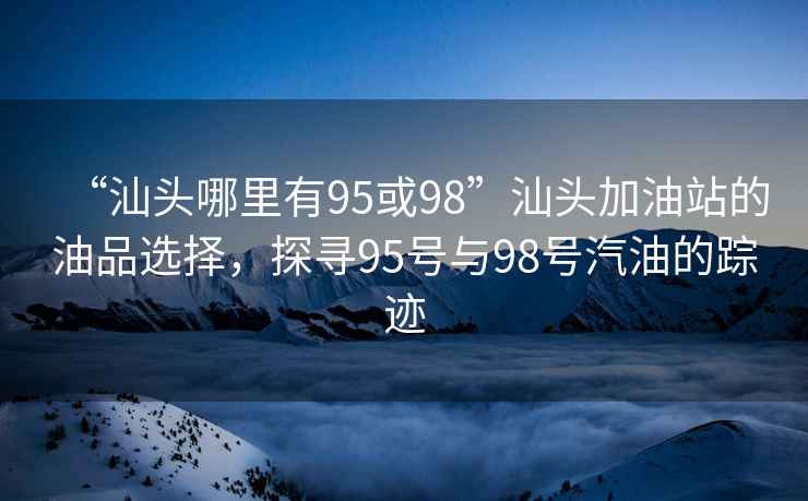 “汕头哪里有95或98”汕头加油站的油品选择，探寻95号与98号汽油的踪迹