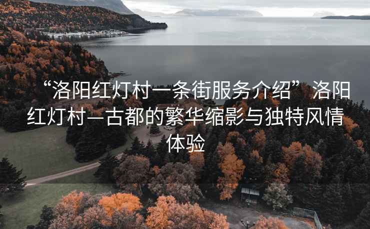 “洛阳红灯村一条街服务介绍”洛阳红灯村—古都的繁华缩影与独特风情体验