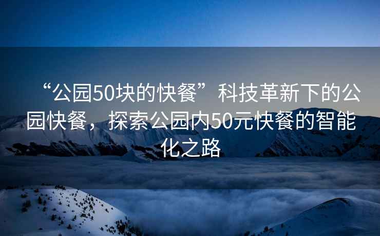 “公园50块的快餐”科技革新下的公园快餐，探索公园内50元快餐的智能化之路