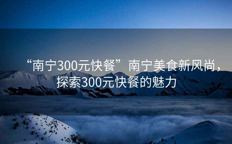 “南宁300元快餐”南宁美食新风尚，探索300元快餐的魅力