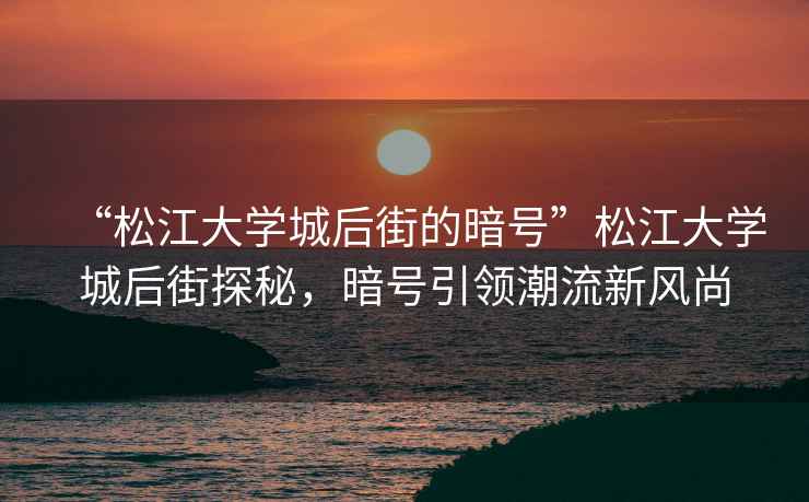 “松江大学城后街的暗号”松江大学城后街探秘，暗号引领潮流新风尚