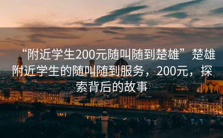 “附近学生200元随叫随到楚雄”楚雄附近学生的随叫随到服务，200元，探索背后的故事