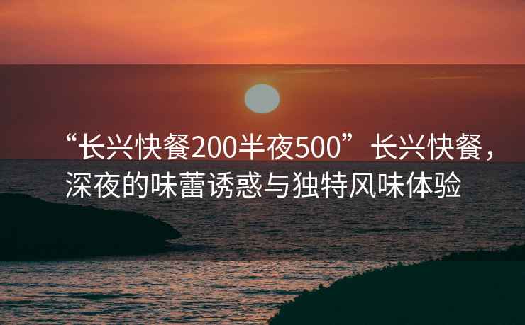 “长兴快餐200半夜500”长兴快餐，深夜的味蕾诱惑与独特风味体验