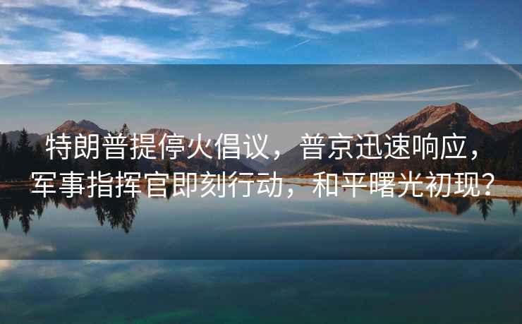 特朗普提停火倡议，普京迅速响应，军事指挥官即刻行动，和平曙光初现？