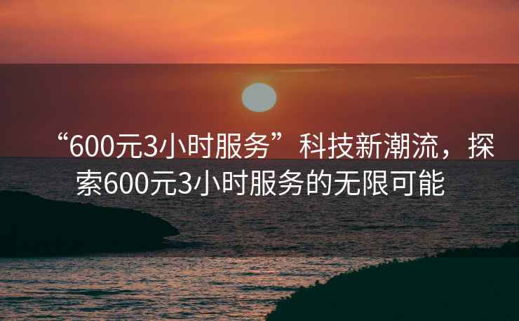 “600元3小时服务”科技新潮流，探索600元3小时服务的无限可能