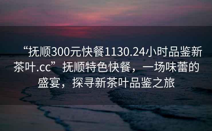 “抚顺300元快餐1130.24小时品鉴新茶叶.cc”抚顺特色快餐，一场味蕾的盛宴，探寻新茶叶品鉴之旅